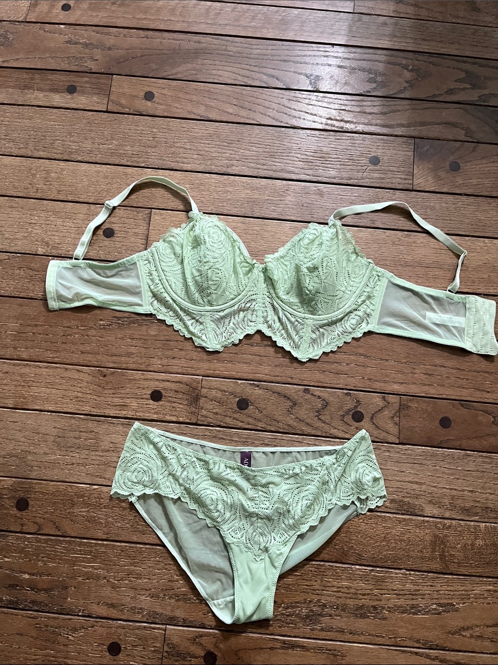 Adore Me Lace Underwire Bra & Bikini Set - Mint